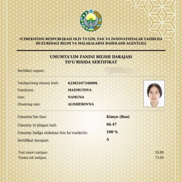 Qoraqalpogʻistonlik 9-sinf oʻquvchi qiz 5 ta fandan milliy sertifikat olib, muddatidan 3 yil oldin talabalikni naqd qildi