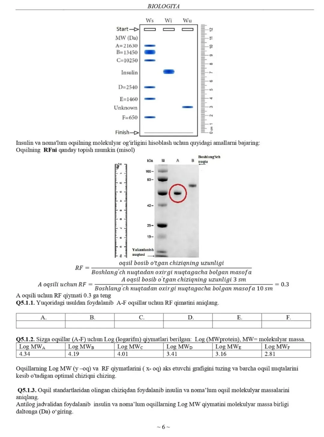 Tabiiy fanlardan 2024/2025-o‘quv yilgi Asosiy olimpiadaning Respublika bosqichi yozma ish topshiriqlari