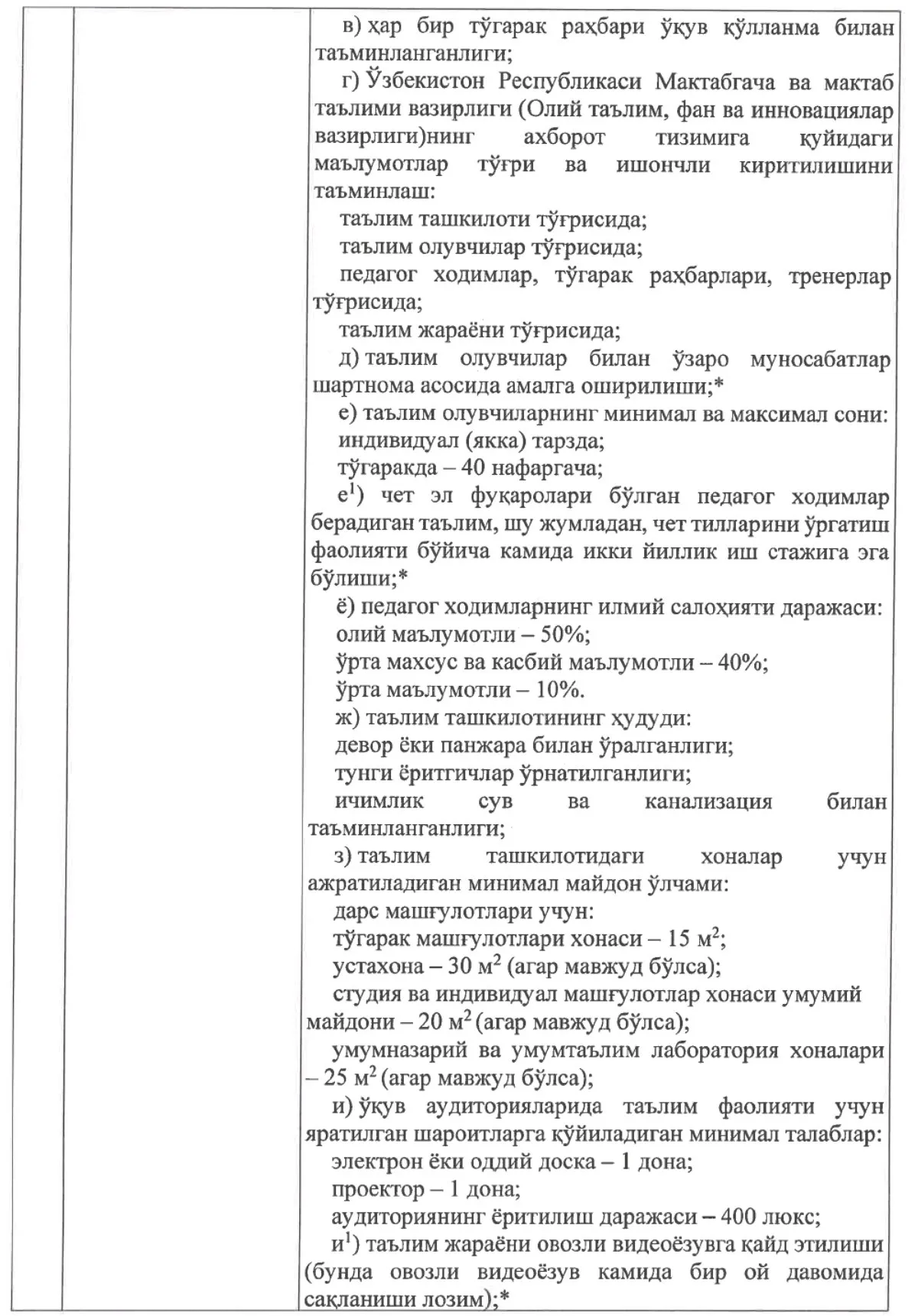 Nodavlat ta’lim xizmatlarini ko‘rsatish tartibi bo‘yicha ayrim Hukumat qarorlariga o‘zgartirish va qo‘shimchalar kiritildi