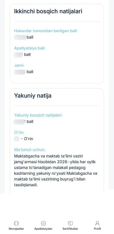 Apellyatsiya yakunlandi, "Vazir jamg‘armasi" tanlovining yakuniy natijalari bilan qanday tanishish mumkin?
