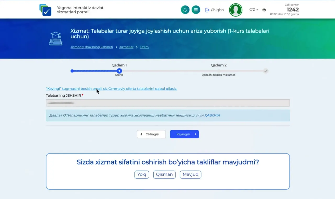 Talabalar turar-joylariga joylashish uchun ariza qanday beriladi? Maxsus qoʻllanma