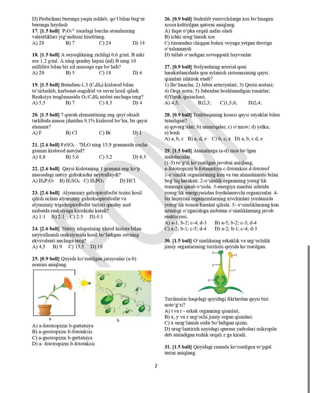 Al-Xorazmiy nomidagi aniq va tabiiy fanlar olimpiadasining test savollari e'lon qilindi