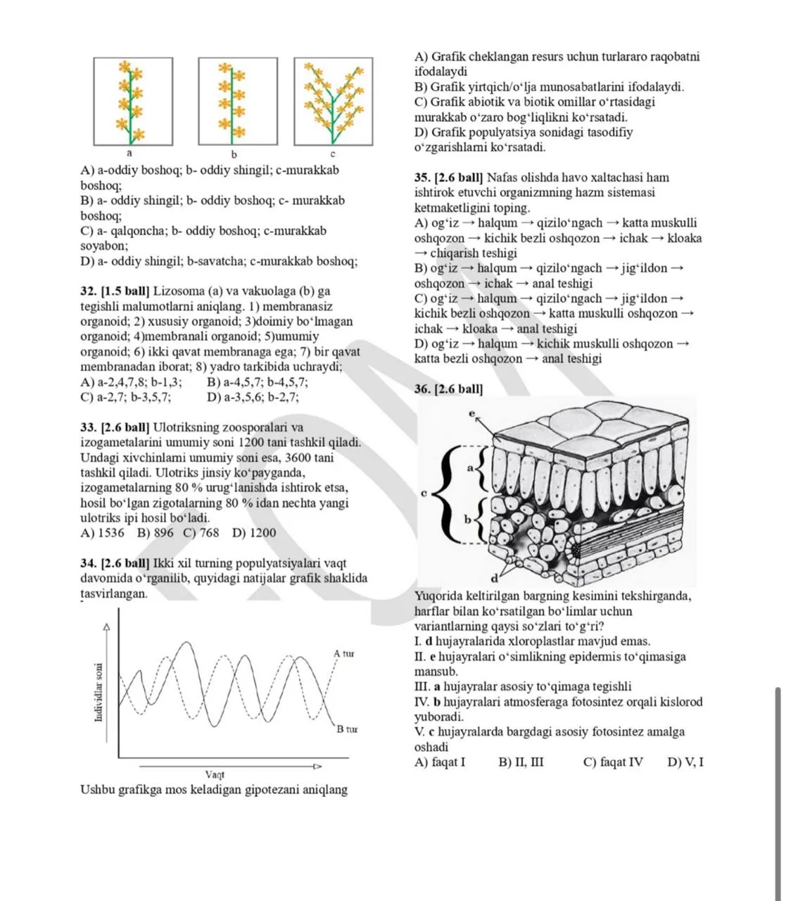Al-Xorazmiy nomidagi aniq va tabiiy fanlar olimpiadasining test savollari e'lon qilindi