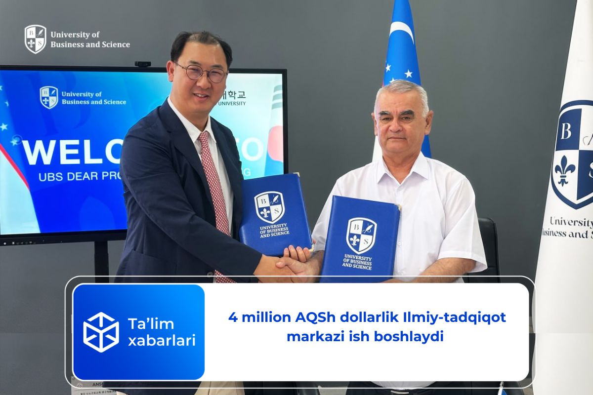 4 million AQSh dollarlik Ilmiy-tadqiqot markazi ish boshlaydi
