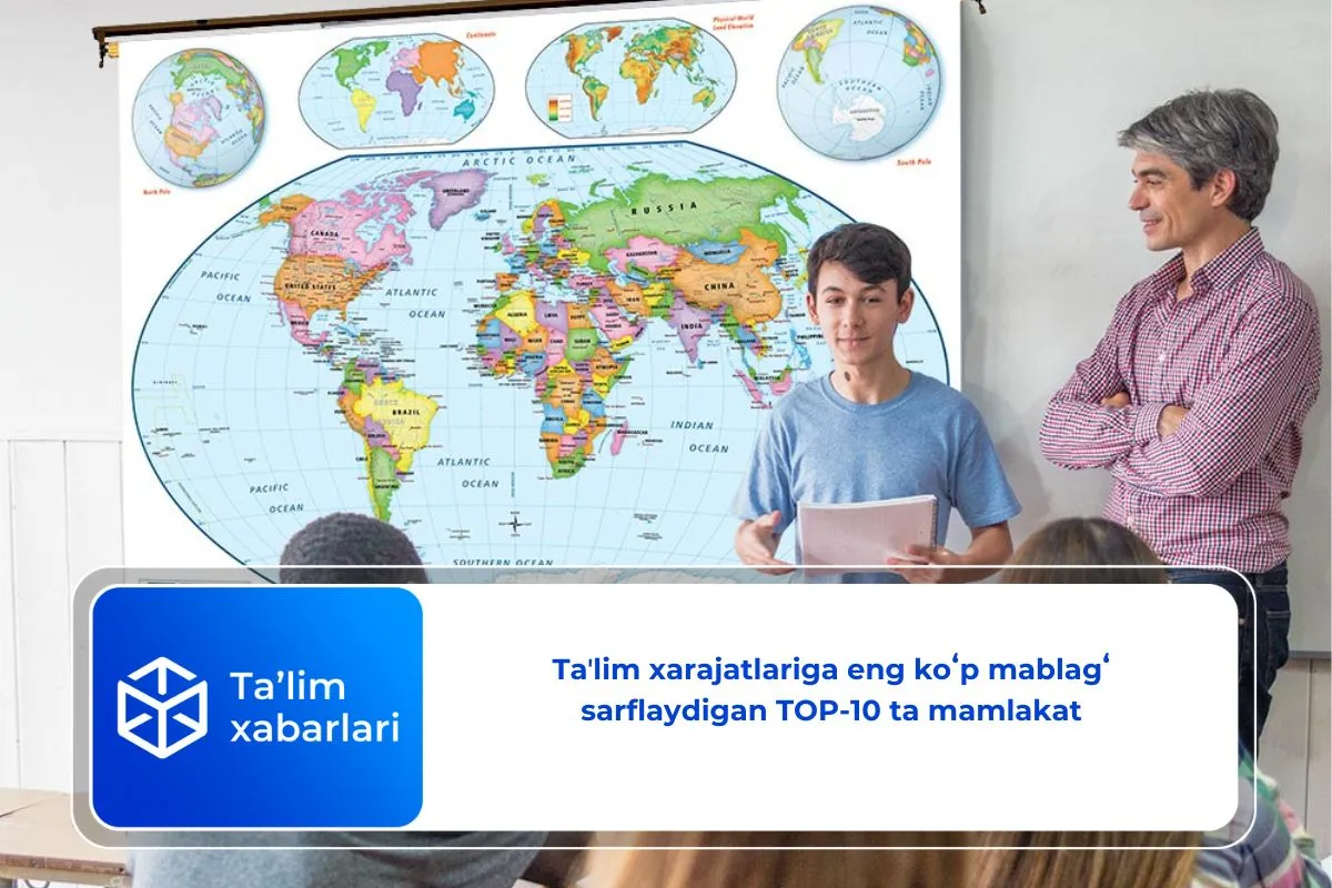 Taʼlim xarajatlariga eng koʻp mablagʻ sarflaydigan TOP-10 ta mamlakat