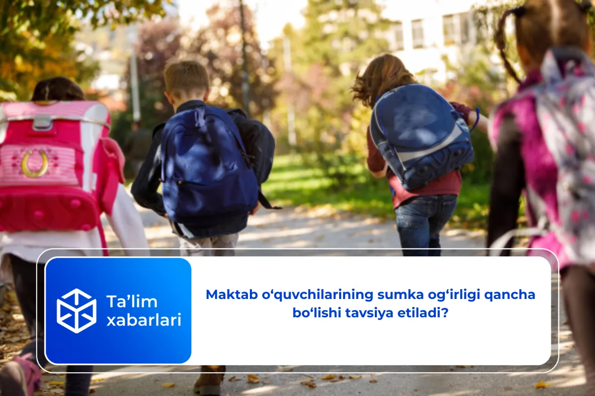 Maktab o‘quvchilarining sumka og‘irligi qancha bo‘lishi tavsiya etiladi?