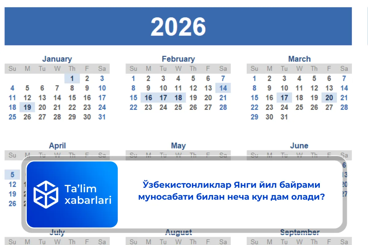 Ўзбекистонликлар Янги йил байрами муносабати билан неча кун дам олади?