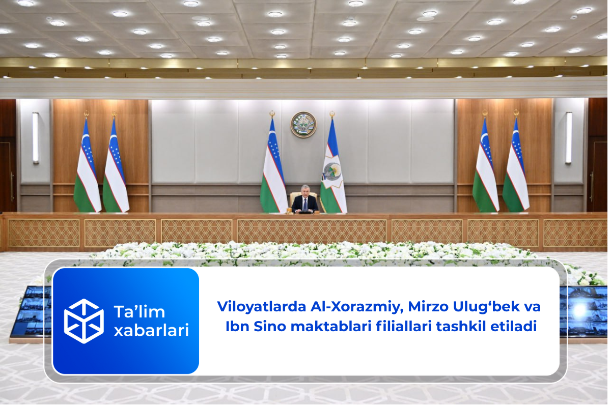 Viloyatlarda Al-Xorazmiy, Mirzo Ulug‘bek va Ibn Sino maktablari filiallari tashkil etiladi