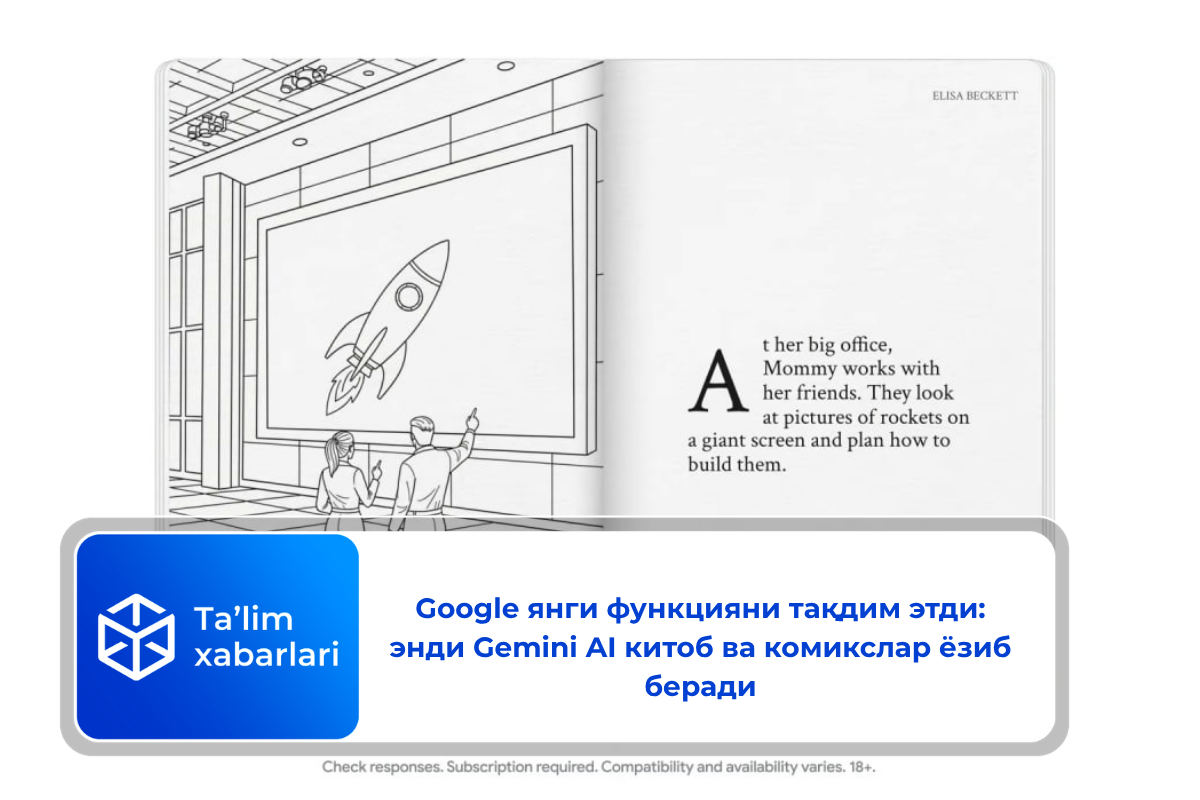 Google янги функцияни тақдим этди: энди Gemini AI китоб ва комикслар ёзиб беради