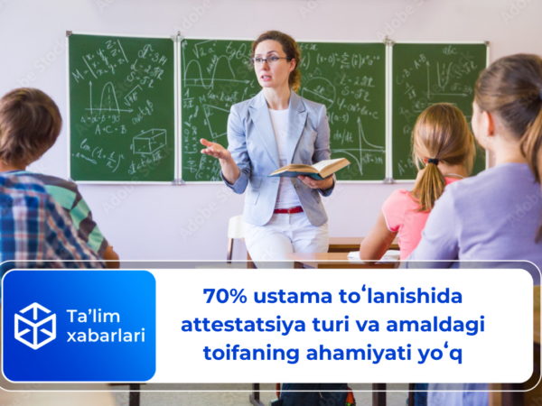 70% ustama toʻlanishida attestatsiya turi va amaldagi toifaning ahamiyati yoʻq