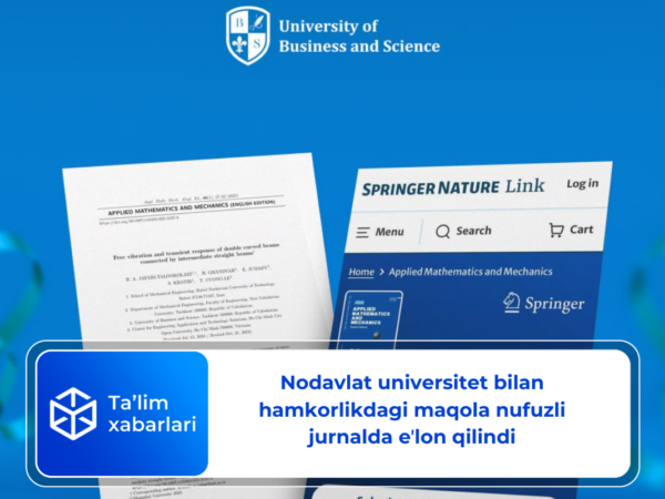 Nodavlat universitet bilan hamkorlikdagi maqola nufuzli jurnalda eʼlon qilindi