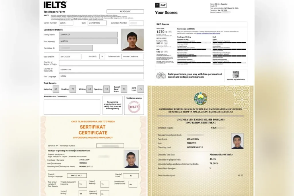 “CEFR — avvalo imtihon muhitini his qilish uchun edi” — 10-sinf o‘quvchisi IELTS 7.5, SAT 1270, CEFR C1 sertifikatlarni qo‘lga kiritdi