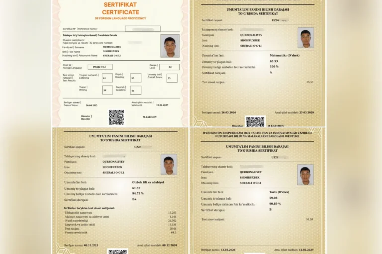 Namanganlik o‘quvchi o‘ziga kerakli fanlardan sertifikatlar olib, muddatidan avval talabalikni naqd qildi