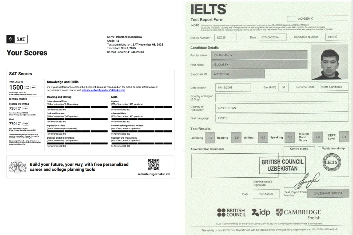SAT’dan 1500, IELTS’dan 7.0: qashqadaryolik bitiruvchi muddatidan oldin talaba bo‘ldi