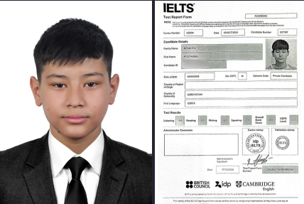 В Ташкенте школьник получил сертификат IELTS с результатом 8 баллов