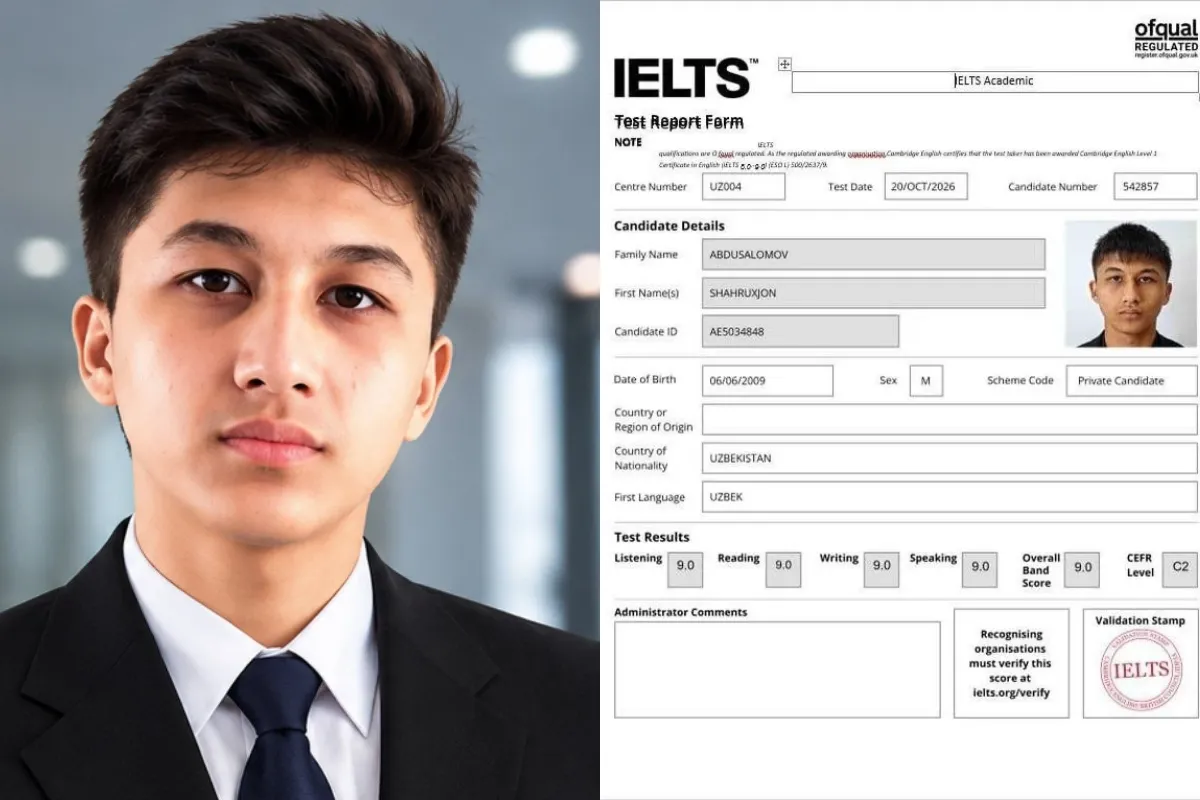 Samarqandda maktab oʻquvchisi IELTSʼdan maksimal 9 ballni qoʻlga kiritdi