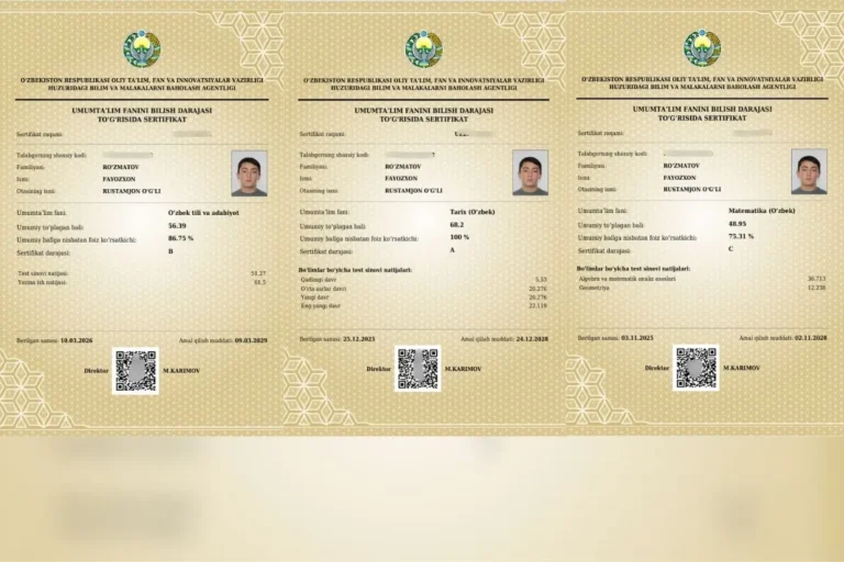 ʼʼSaʼdiyaxon academyʼʼ maktabining yana bir oʻquvchisi bir necha fandan milliy sertifikatlarni qoʻlga kiritdi