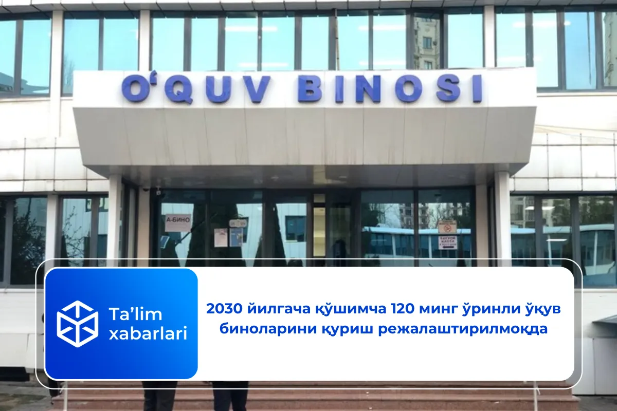 2030 йилгача қўшимча 120 минг ўринли ўқув биноларини қуриш режалаштирилмоқда