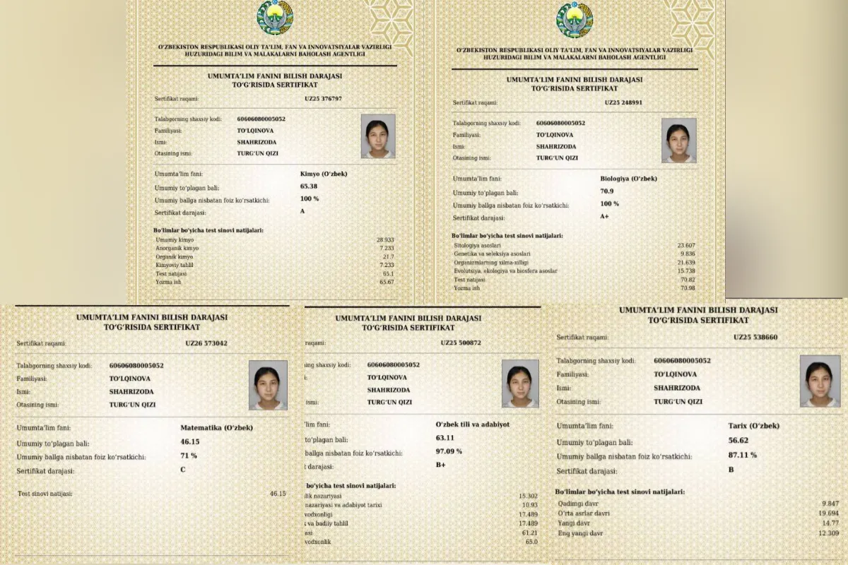 “Eng asosiysi — intizom va tartibni saqlash”: Navoiylik 11-sinf oʻquvchi qiz 189 ball bilan muddatidan oldin talabalikni naqd qildi