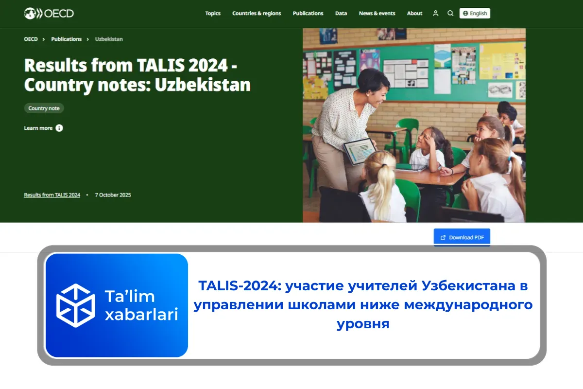 TALIS-2024: участие учителей Узбекистана в управлении школами ниже международного уровня