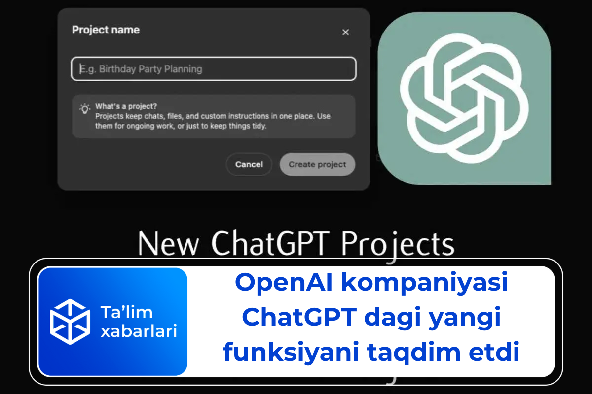 OpenAI kompaniyasi ChatGPT dagi yangi funksiyani taqdim etdi