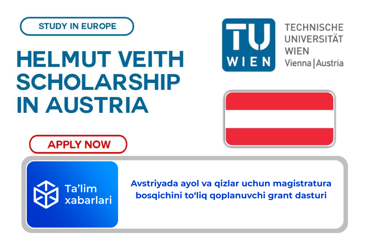 Avstriyada ayol va qizlar uchun magistratura bosqichini to‘liq qoplanuvchi grant dasturi
