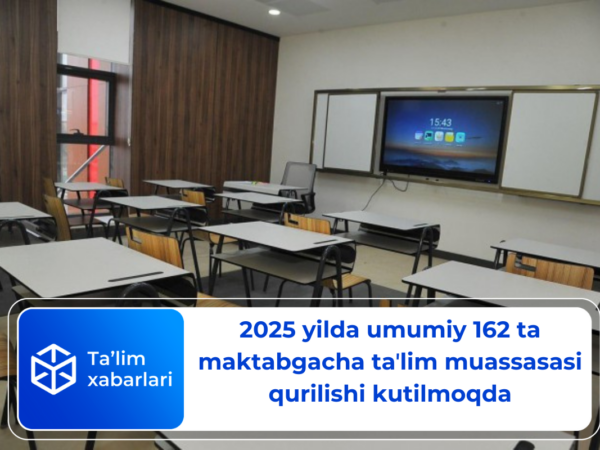 2025 yilda umumiy 162 ta maktabgacha taʼlim muassasasi qurilishi kutilmoqda