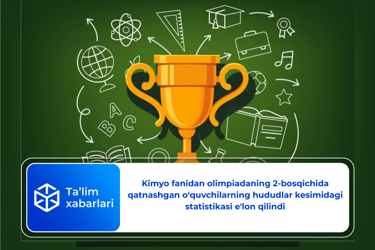 Kimyo fanidan olimpiadaning 2-bosqichida qatnashgan o‘quvchilarning hududlar kesimidagi statistikasi e’lon qilindi