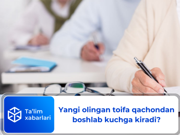 Yangi olingan toifa qachondan boshlab kuchga kiradi?