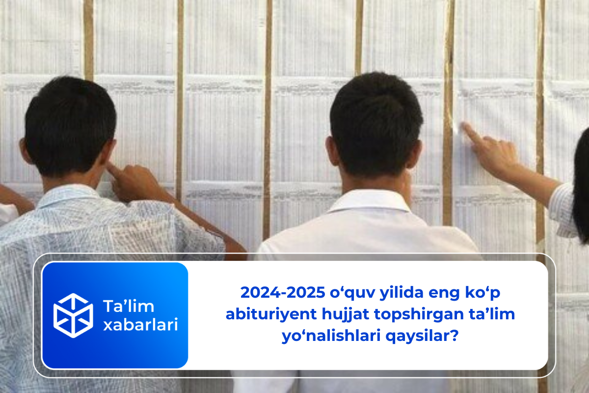 2024-2025 o‘quv yilida eng ko‘p abituriyent hujjat topshirgan ta’lim yo‘nalishlari qaysilar?