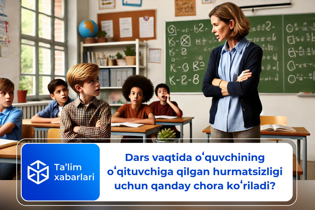 Dars vaqtida oʻquvchining oʻqituvchiga qilgan hurmatsizligi uchun qanday chora koʻriladi?