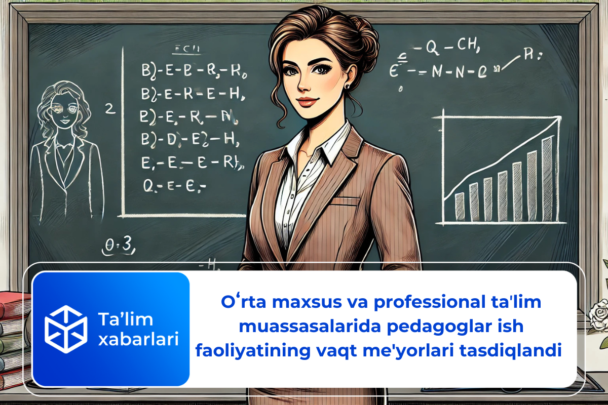 Oʻrta maxsus va professional taʼlim muassasalarida pedagoglar ish faoliyatining vaqt me’yorlari tasdiqlandi