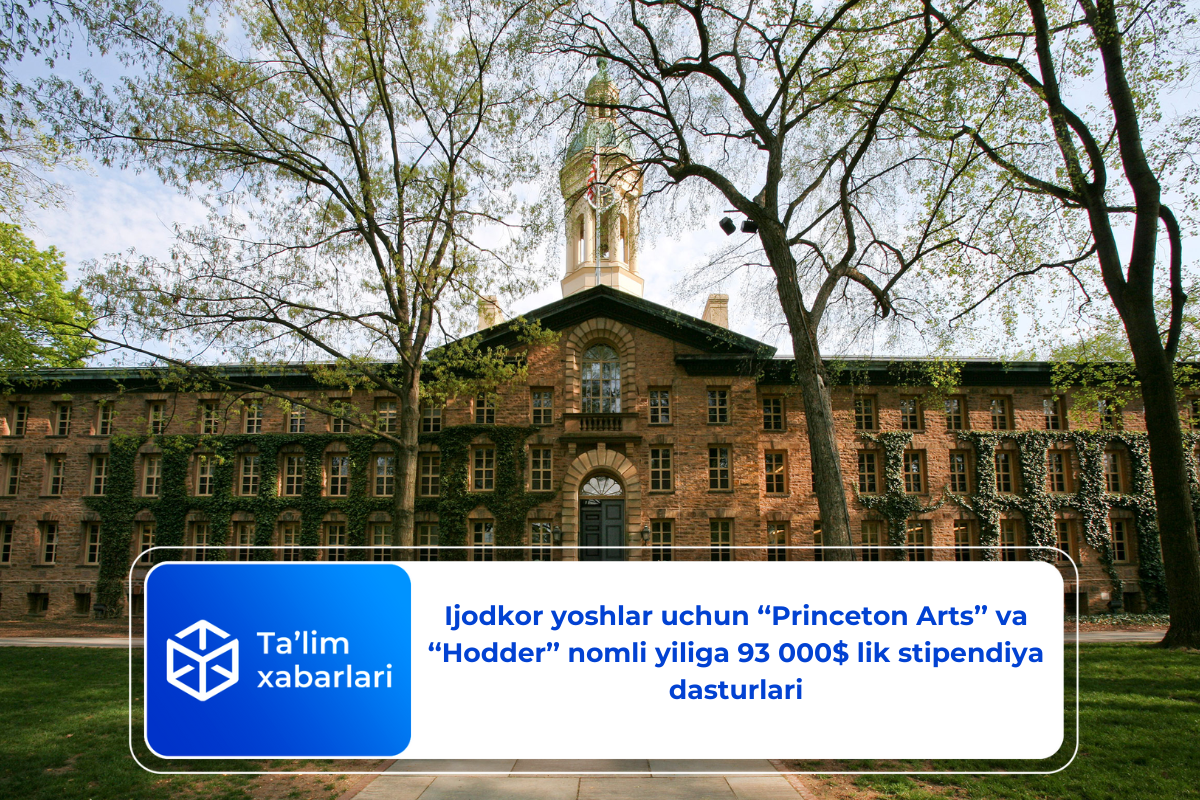 Ijodkor yoshlar uchun ‘‘Princeton Arts’’ va ‘‘Hodder’’ nomli yiliga 93 000$ lik stipendiya dasturlari
