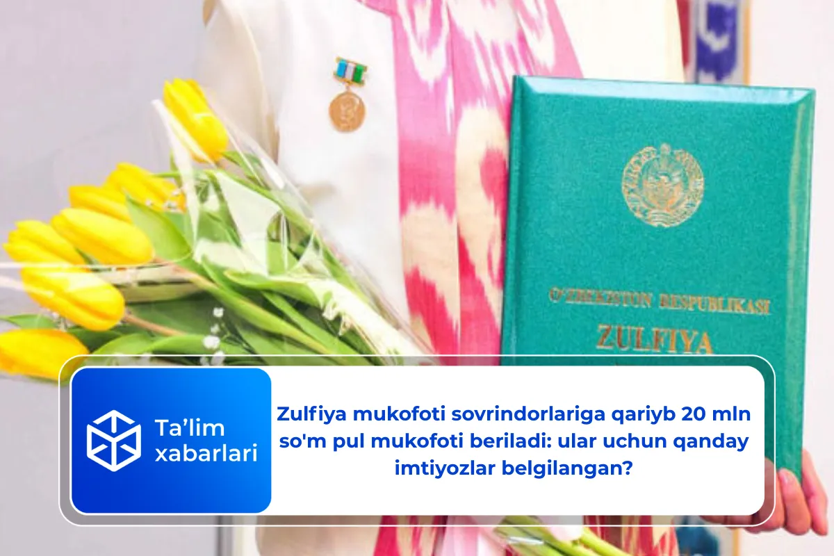 Zulfiya mukofoti sovrindorlariga qariyb 20 mln so'm pul mukofoti beriladi: ular uchun qanday imtiyozlar belgilangan?